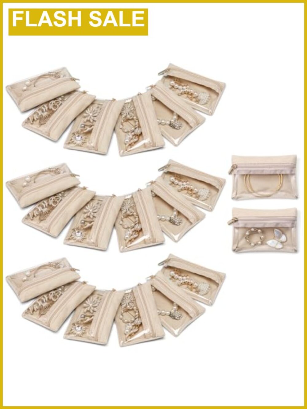 Travel Jewelry Pouch - 20pc Clear Velvet Zipper Storage Bags